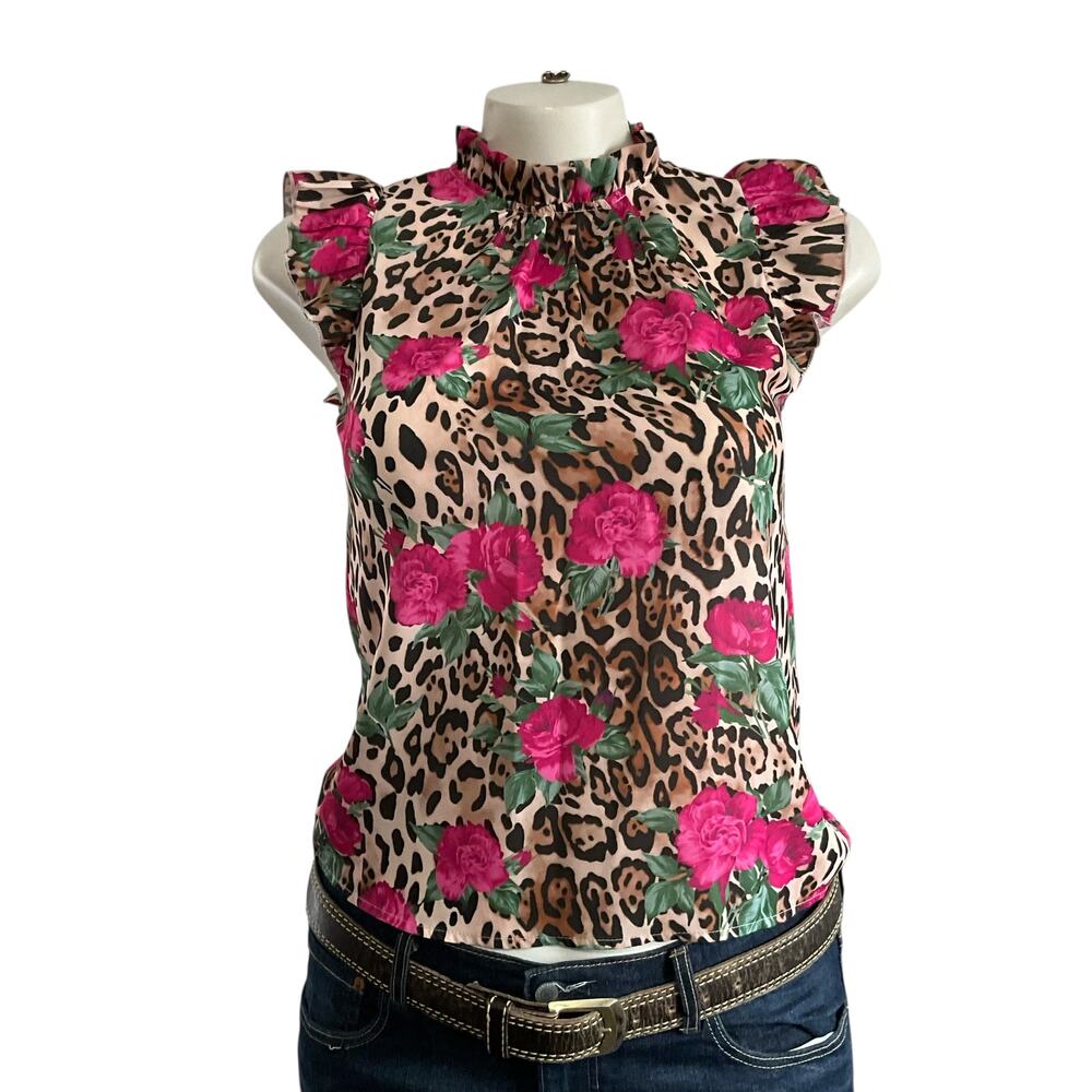 Emery Rose Leopard Rose Top: Modern
